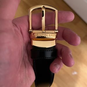 Montblanc black belt, gold buckle